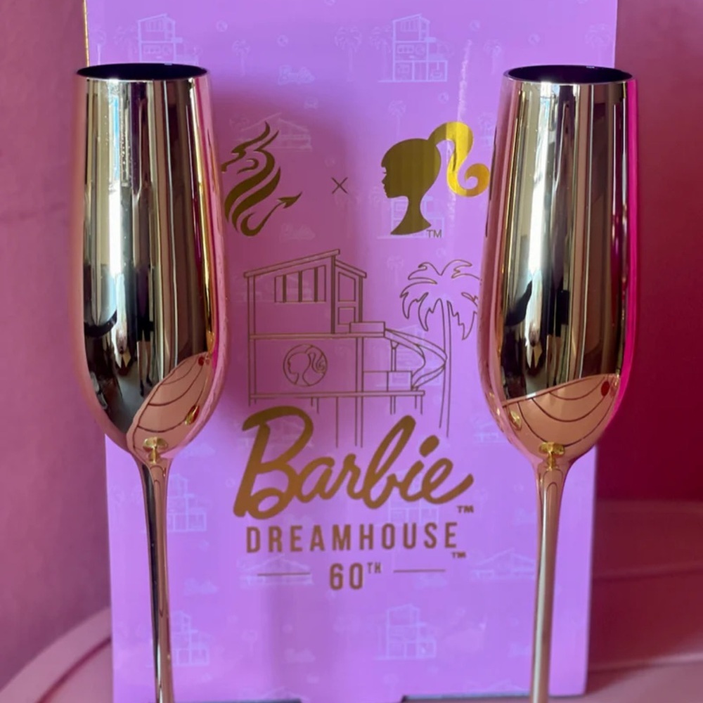 Barbie Dreamhouse Gold Champagne Flutes